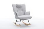 35.5 inch Rocking Chair, Soft Houndstooth Fabric Leather Fabric Rocking Chair for Nursery