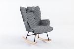 35.5 inch Rocking Chair, Soft Houndstooth Fabric Leather Fabric Rocking Chair for Nursery