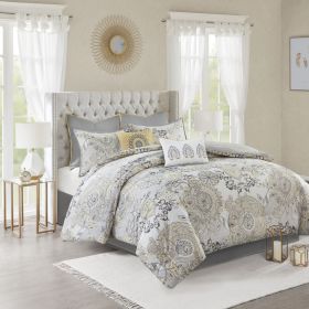 8 Piece Cotton Floral Printed Reversible Comforter Set (Color: as Pic)