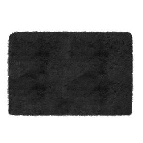 Fluffy Bedroom Rug 4' x 2.6' Anti-Skid Shaggy Area Rug Decorative Floor Carpet Mat (Color: Black)