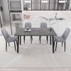 55.12-70.87" expandable rectangular dining table that can accommodate 4-6 people, equipped with 4 PU fabric thick padded dining chairs