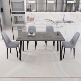 55.12-70.87" expandable rectangular dining table that can accommodate 4-6 people, equipped with 4 PU fabric thick padded dining chairs (Color: Grey)
