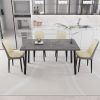 55.12-70.87" expandable rectangular dining table that can accommodate 4-6 people, equipped with 4 PU fabric thick padded dining chairs