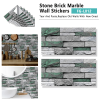 12 Pcs Realistic Green Stone Brick Peel And Stick Wallpaper Removable Self-Adhesive PVC Waterproof And Moisture-Proof Easy Diy Installation For Kitche