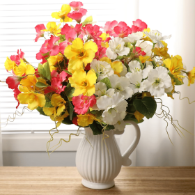 12 Bundles Artificial Hibiscus Flowers for Outdoor Silk Hibiscus Faux Plants Realistic UV Resistant Flowers for Outside Planter Porch Patio Balcony Ya (Color: Yellow,pink,white)