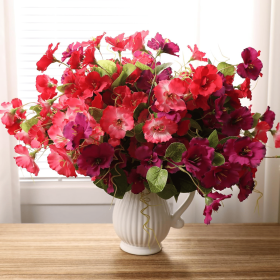 12 Bundles Artificial Hibiscus Flowers for Outdoor Silk Hibiscus Faux Plants Realistic UV Resistant Flowers for Outside Planter Porch Patio Balcony Ya (Color: Red)