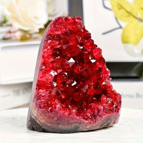 1pc Stunning Claret Geode Cluster - Sparkling Crystal Decoration, Elegant Rough Stone For Home And Office, Unique Geological Gift Idea (weight: 500-600g)
