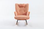35.5 inch Rocking Chair, Soft Houndstooth Fabric Leather Fabric Rocking Chair for Nursery