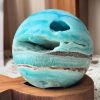1pc Unique Natural Hemimorphite Sphere - Bohemian Teal Blue & White Marbled Stone, Smooth Spherical Mineral Specimen for Home Decor
