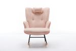 35.5 inch Rocking Chair, Soft Houndstooth Fabric Leather Fabric Rocking Chair for Nursery