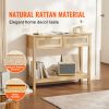 Rattan Console Table with 2 Storage Drawers, Rattan Entryway Table with Natural Rattan Sliding Door, Console Sofa Table for Living Room, Study