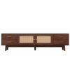 70inch Modern TV Stand with Rattan Doors for TVs up to 80", Media Console with Storage Space, 4 Drawers & Cable Holes