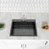 Kitchen Sink Drop-in Top Mount Single Bowl Gunmetal Black Stainless Steel Sink