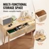 Rattan Console Table with 2 Storage Drawers, Rattan Entryway Table with Natural Rattan Sliding Door, Console Sofa Table for Living Room, Study