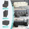 Lively lodge Modular 3-Seat Sofa with Wooden Frame and Pull-Out Bed,  Convertible Sectional Sofa for Living Room, Available in Black, White