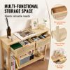 Rattan Console Table with 2 Storage Drawers, Rattan Entryway Table with Natural Rattan Sliding Door, Console Sofa Table for Living Room, Study