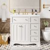 36'' Bathroom Vanity with Resin Sink Combo, Solid Wood Frame Bathroom Storage Cabinet, Freestanding Vanity Set with 3 Drawers& Adjustable Shelf