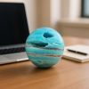 1pc Unique Natural Hemimorphite Sphere - Bohemian Teal Blue & White Marbled Stone, Smooth Spherical Mineral Specimen for Home Decor