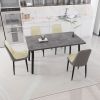 55.12-70.87" expandable rectangular dining table that can accommodate 4-6 people, equipped with 4 PU fabric thick padded dining chairs