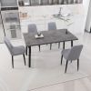 55.12-70.87" expandable rectangular dining table that can accommodate 4-6 people, equipped with 4 PU fabric thick padded dining chairs