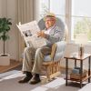 Wood Glider and Ottoman Set with Padded Armrests and Detachable Cushion