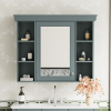 35'' x 28'' Wall Mounted Bathroom Storage Cabinet with Mirror Door, Modern Bathroom Wall Cabinet with Mirror, Medicine Cabinet with 6 Open Shelves