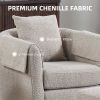 Swivel Accent Chair with Ottoman Set, Modern Chenille Barrel Armchair with Removable Back Pillow & 2 Armrest Covers for Living Room, Bedroom, Office