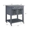 Mobile Rolling Kitchen Island Trolley Serving Cart with Underneath Drawer & Slide-Out Wire Storage Basket