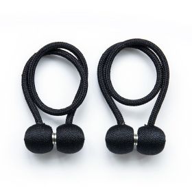 2Pcs Magnetic Curtain Ball Rods Accessories Backs Holdbacks Buckle Clips Hook Holder Home Decor Tiebacks Tie Rope Accessory (Color: Black)