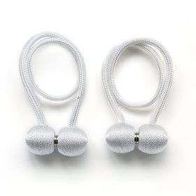 2Pcs Magnetic Curtain Ball Rods Accessories Backs Holdbacks Buckle Clips Hook Holder Home Decor Tiebacks Tie Rope Accessory (Color: White)