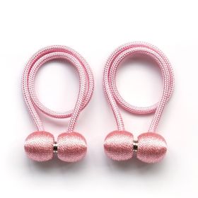 2Pcs Magnetic Curtain Ball Rods Accessories Backs Holdbacks Buckle Clips Hook Holder Home Decor Tiebacks Tie Rope Accessory (Color: Pink)