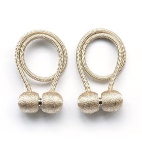 2Pcs Magnetic Curtain Ball Rods Accessories Backs Holdbacks Buckle Clips Hook Holder Home Decor Tiebacks Tie Rope Accessory (Color: Beige)