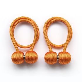 2Pcs Magnetic Curtain Ball Rods Accessories Backs Holdbacks Buckle Clips Hook Holder Home Decor Tiebacks Tie Rope Accessory (Color: Orange)