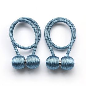2Pcs Magnetic Curtain Ball Rods Accessories Backs Holdbacks Buckle Clips Hook Holder Home Decor Tiebacks Tie Rope Accessory (Color: Lake Blue)