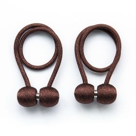 2Pcs Magnetic Curtain Ball Rods Accessories Backs Holdbacks Buckle Clips Hook Holder Home Decor Tiebacks Tie Rope Accessory (Color: coffee)