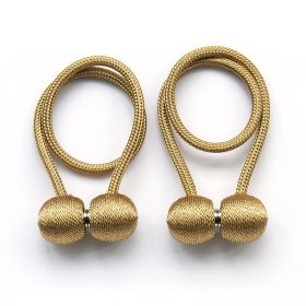 2Pcs Magnetic Curtain Ball Rods Accessories Backs Holdbacks Buckle Clips Hook Holder Home Decor Tiebacks Tie Rope Accessory (Color: Golden)