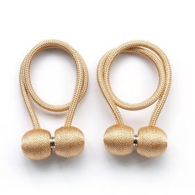 2Pcs Magnetic Curtain Ball Rods Accessories Backs Holdbacks Buckle Clips Hook Holder Home Decor Tiebacks Tie Rope Accessory (Color: Camel)