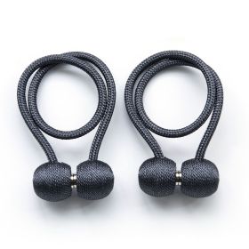 2Pcs Magnetic Curtain Ball Rods Accessories Backs Holdbacks Buckle Clips Hook Holder Home Decor Tiebacks Tie Rope Accessory (Color: dark grey)