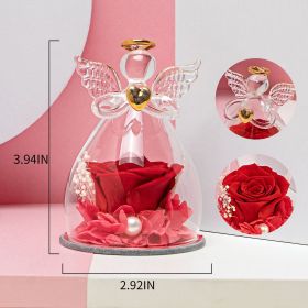 1pc; Birthday Gifts for Women; Preserved Rose in Angel Glass; Mom Grandma Gifts on Mother's Day; Valentine's Day; Wedding; Thanksgiving; Christma (Color: Red)