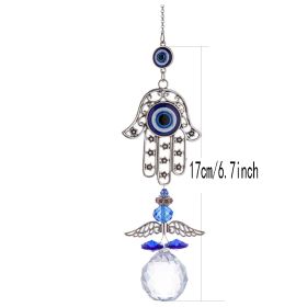 1pc Crystal Sun Catchers; Blue Butterfly Evil Eye Suncatcher Indoor Window With Prism Ball; Sunlight Rainbow Maker Good Luck Hanging Crystals Orn (Style: Palm)