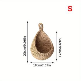 1pc Wall Hanging Basket; Bohemian Style Woven Basket; Creative Teardrop Shape Suitable For Vegetables And Fruits; Kitchen Storage Basket (model: S)