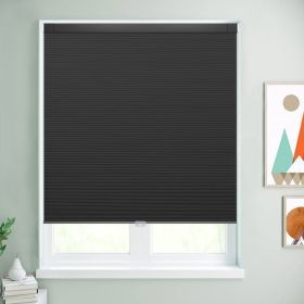 WELLSOURCE Cordless Cellular Shades without Drilling Honeycomb Blinds Blackout for Windows Bedroom, Office Easy to Install Custom Size (Color: Black, size: CUSTOM SIZE)