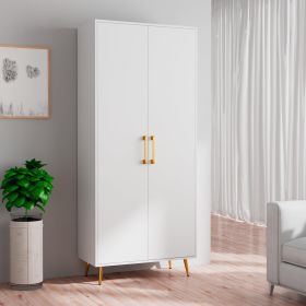 Kitchen Pantry Storage Cabinet 68.8" H, with 2 Door, 4 Adjustable Shelves, Freestanding Wooden Cupboard for Dining Room Living Room, Laundry, Whi (Color: White)