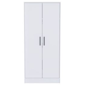 Rio Double Door Armoire; One Cabinet; Hidden Drawer (Color: White)
