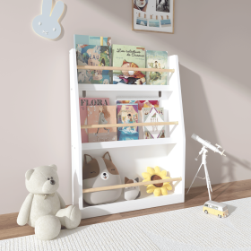 3 Tier Kids Book Shelf,Kids Book Rack, Helps Keep Bedrooms, Playrooms, and Classrooms Organized (Color: White, Material: MDF)