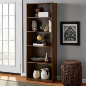5-Shelf Bookcase with Adjustable Shelves (Color: Canyon Walnut)