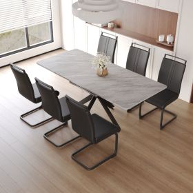 62.4" extendable 78.15" dining Table Set for 6-8 Person for Dining Room (Color: Grye+Black+Black leg+6IN1)