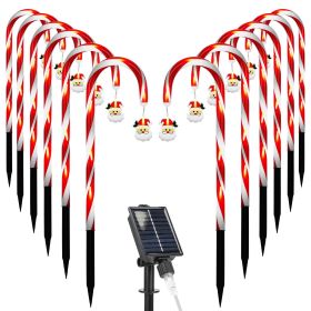 Solar Christmas Candy Cane Lights with 12 Candies 72LEDs Outdoor Christmas Decorations IP44 Waterproof Flickering Pathway Markers String Lights with 8 (Option: CandyLightSanta)