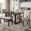 6-Piece Dining Table and Chair Set with Special-shaped Legs and Foam-covered Seat Backs & Cushions for Dining Room