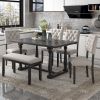 6-Piece Dining Table and Chair Set with Special-shaped Legs and Foam-covered Seat Backs & Cushions for Dining Room